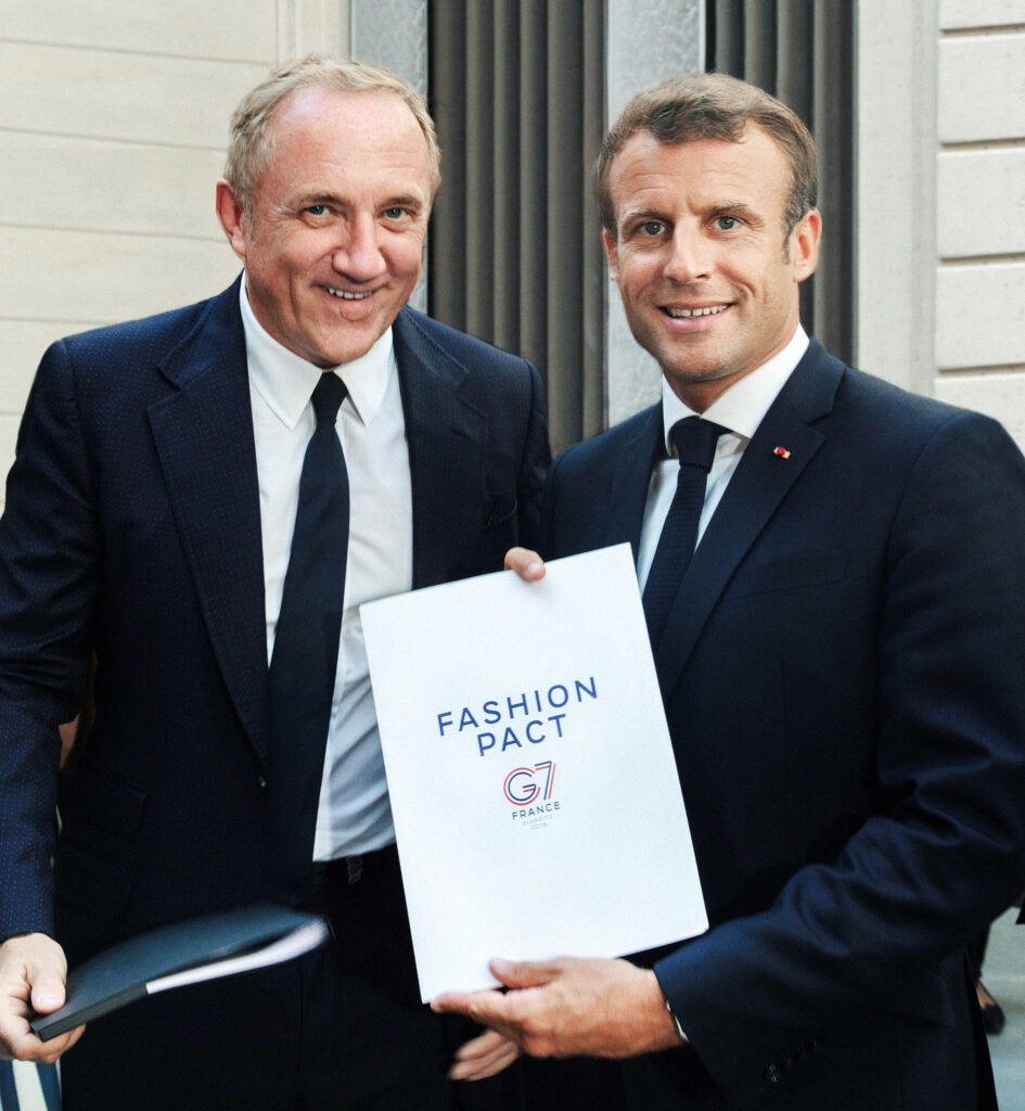 This image has an empty alt attribute; its file name is Francois-Henri-Pinault-and-Emmanuel-Macron-1-2-945x1024.jpg